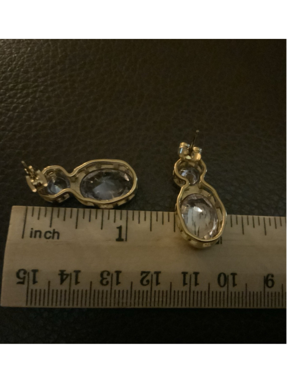 Molten Crystal Gold Earrings Hammered Boho Statement Clear Stud Julie Vos VTG CZ - Picture 6 of 7